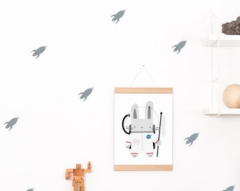 Wall decals / wall stickers 32 rockets silver