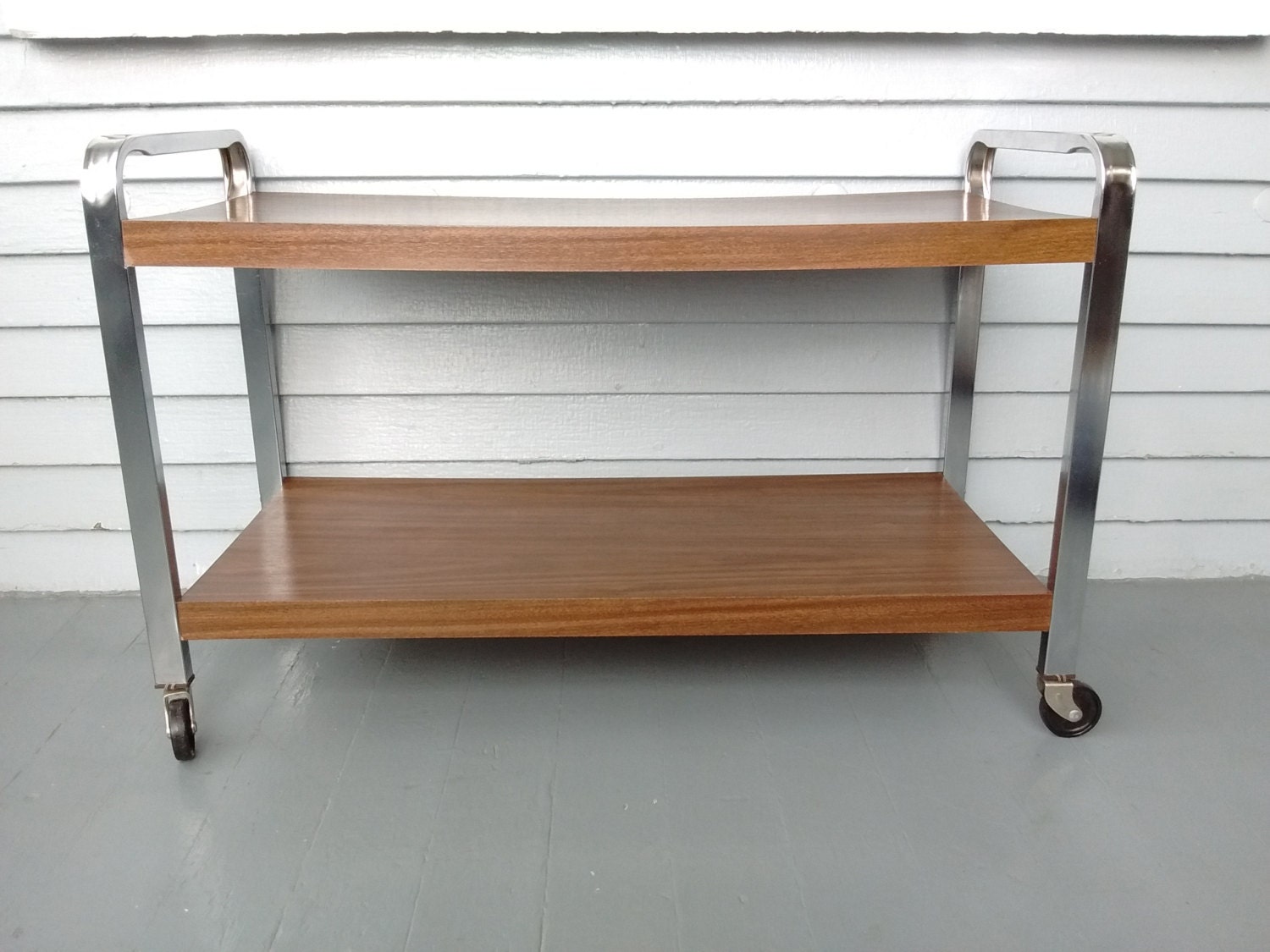 Vintage Mid Century Rolling Cart TV Cart Plant Stand Book
