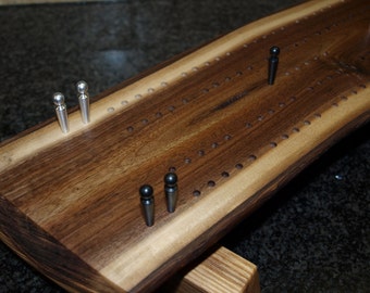 Cribbage Board, Natural Solid Black Walnut Cribbage Board, Handmade Live Edge Cribbage Board, Hardwood Cribbage Board, Cribbage table