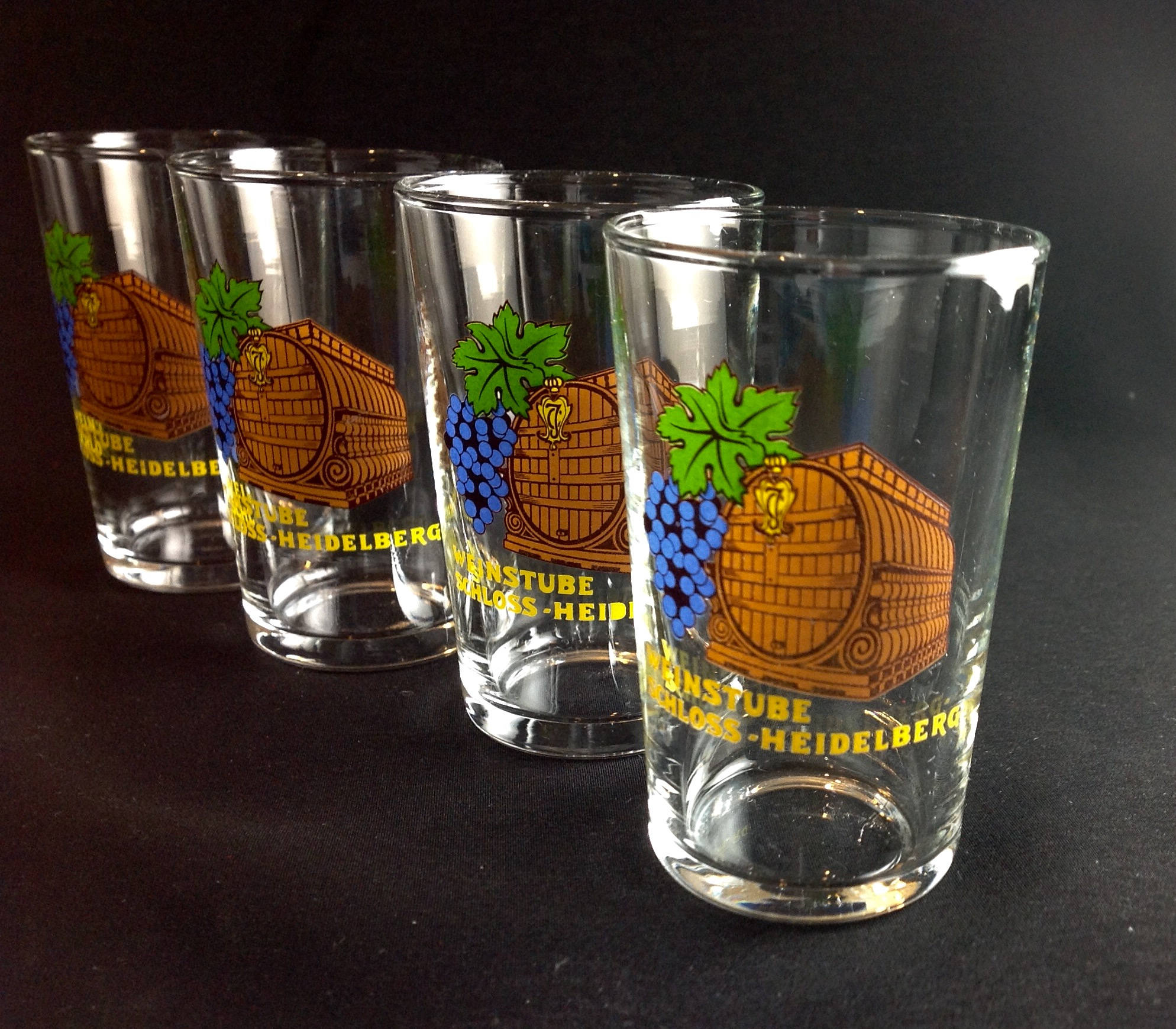 German Shot Glasses Weinstube Schloss Heidelberg Vintage set