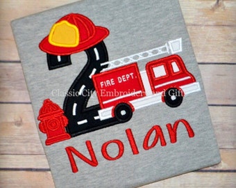 Fire truck birthday shirt, boy birthday shirt, fire truck party, first birthday, second birthday, third birthday, fourth birthday, fifth