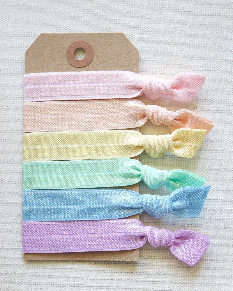 PASTEL Elastic Hair Ties Ponytail Holders Stretchy Ribbon