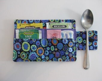Handmade Tea Wallet, Tea Carrier, Blue Tea Wallet