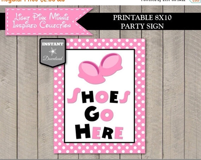 SALE INSTANT DOWNLOAD Light Pink Mouse Printable 8x10 Shoes Go Here Party Sign / Light Pink Mouse Collection / Item #1828
