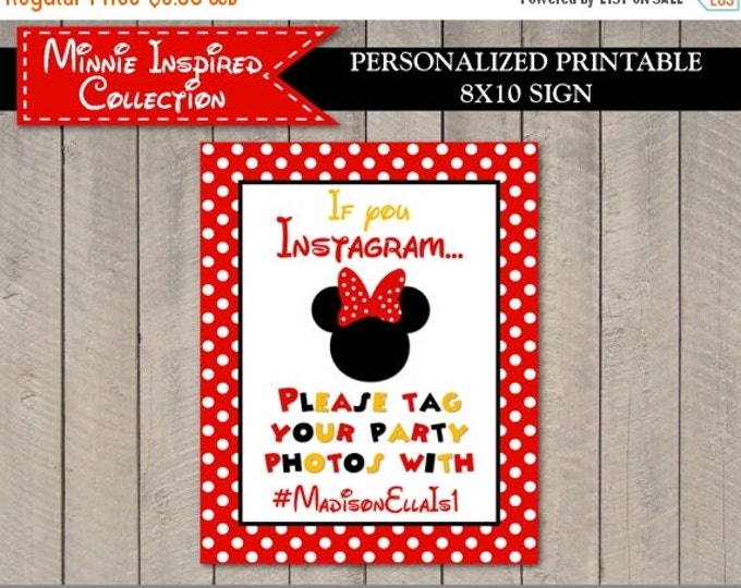 SALE PERSONALIZED Red Girl Mouse Printable 8x10 Instagram Sign / Includes Your Hashtag / Red Girl Mouse Collection / Item #1939