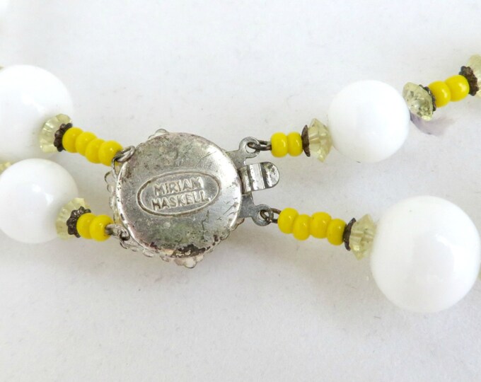 Miriam Haskell Necklace, Vintage Crystal, Milk Glass, Double Strand Necklace Signed Designer Jewelry, Gift Idea, Gift Boxed Miriam Haskell Necklace, Vintage Crystal, Milk Glass, Double Strand Necklace Signed Designer Jewelry, Gift Idea, Gift Boxed