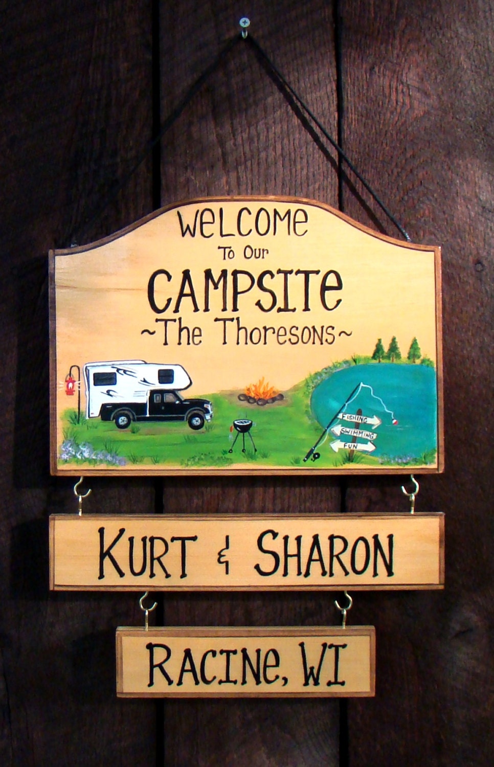 Custom to our Campsite Lake Truck Camper Camping