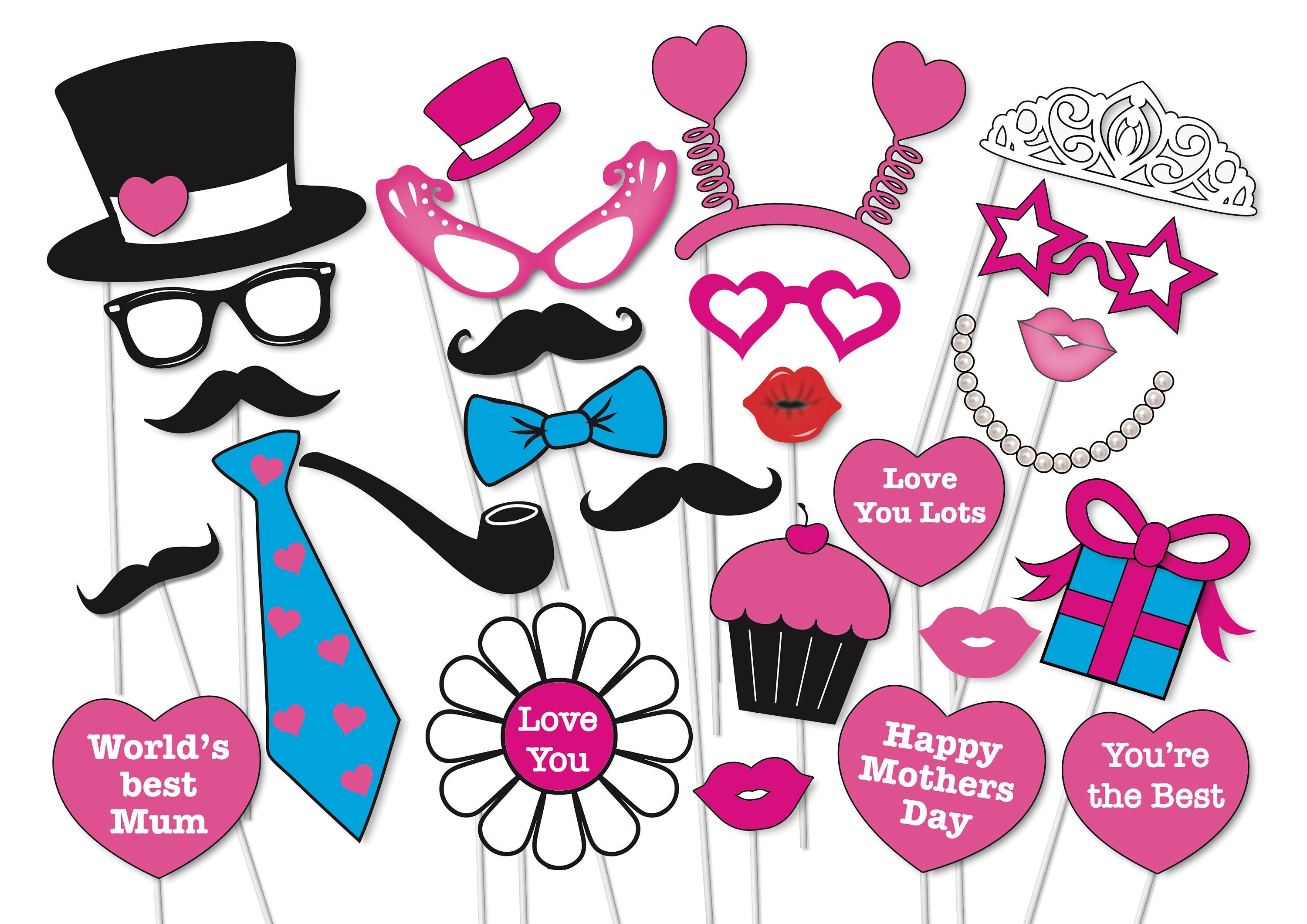 Mother s Day Photobooth Props Set 27 Piece PRINTABLE