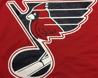 St. Louis Blues and Cardinals Short Sleeve Mashup T-shirt (RED)