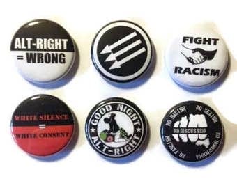 Antifa/Alt Right is wrong set of 6 buttons/badges or magnets