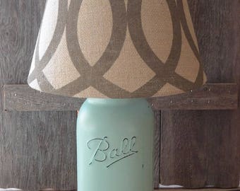 Half Gallon Mason Jar Lamp, Mint Jar Lamp, Rustic Nursery Lamp, Mason Jar Decor, Mason Jar Nursery Lamp, Rustic Lamp, Lamp