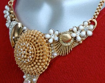 Assemblage Bib Necklace from Vintage Components