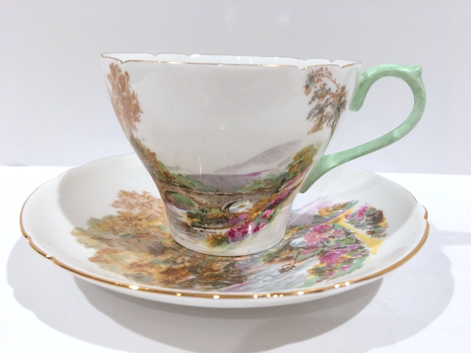 Shelley Tea Cup and Saucer, Shelley China, Shelley Tea Cups, Antique Teacups, Heather Pattern