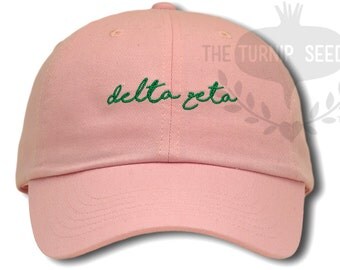 Delta Zeta Handwriting Script Sorority Baseball Cap - Custom Color Hat and Embroidery