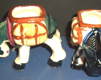 2 Vintage Occupied Japan china toothpick holders, donkeys