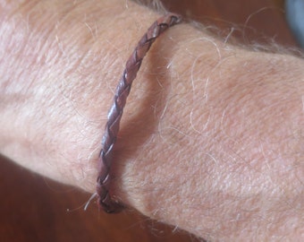 Mens Leather plaited leather wristband- Brown CCS34