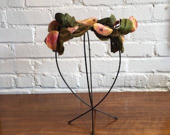 1950s Flocked Pear Floral Fascinator // Vintage 1950s Hat Topper // 50s Fruit Fascinator