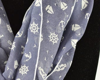 Navy Nautical Infinity Scarf // Gift for her // All Weather Scarf // Gift for Women // Birthday // Bridesmaid Gift // Spring