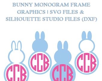 Bunny Monogram Designs for Cutting Machines | SVG and Silhouette Studio (DXF)