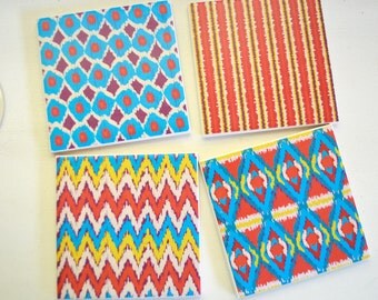 Ceramic Tile Coasters - Persimmon