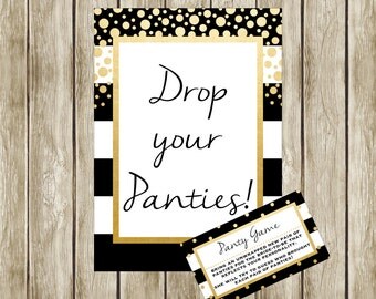 Panty Game, Black White and Gold, Bridal Shower Game, Printable Panty Game, Instant Download, Bridal Shower Games, 003