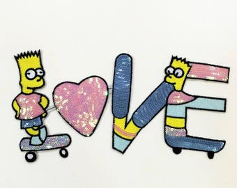The Simpsons Patch Love Sequin Patch Applique 019