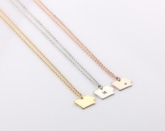 Tiny State Iowa Necklace, Personalized Small Iowa Pendant, Iowa State Jewelry Iowa Bracelet - Christams Gift