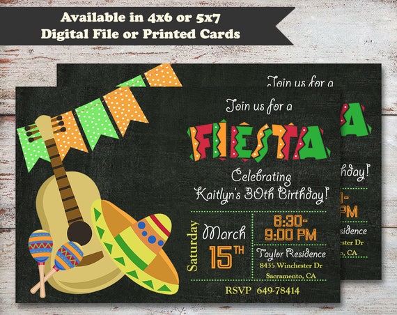 Fiesta Party Invitations Fiesta Birthday Fiesta Baby Shower