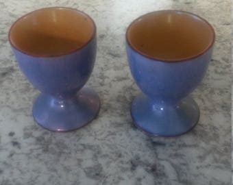 Blue Orange Lusterware Egg Cups set of two