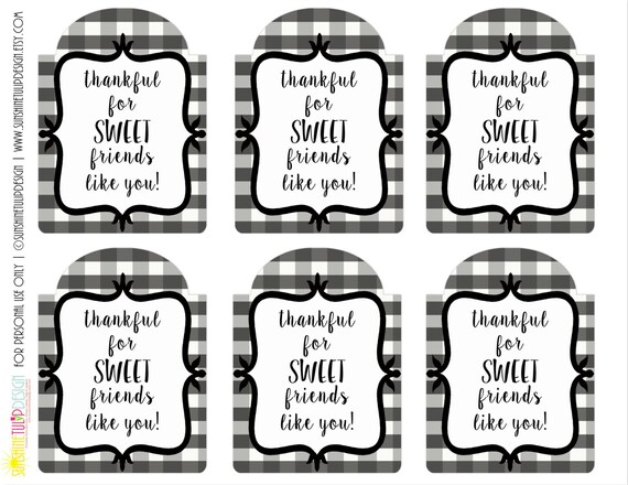 Printable Thankful for SWEET Friends Gift Tags Printable Gift