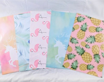 100 Assortment Pineapple Peacock Flamingo Designer 10x13 Poly Mailers Self Seal Adhesive Plastic Flat Envelope Bag Shipping Tear Proof Light
