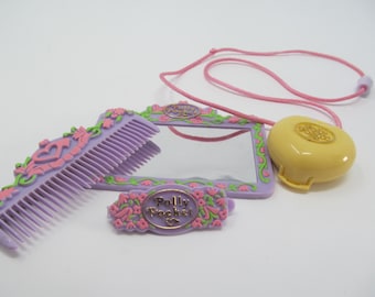 Vintage Polly Pocket Lot- Pretty Hair Playset PLUS a Yellow Bedroom Locket