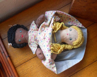 Vintage Topsy Turvy Doll Black Americana History Folk Art Toy