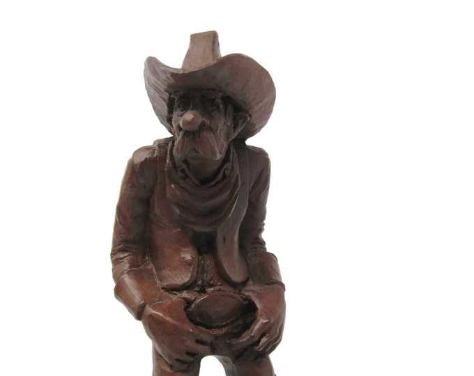 Vintage Native American Cowboy Figurine, Large Cow Boy Figurine, Signed Red Mill Mfg, Statue, Made with Pecan Nut Shells, USA gift