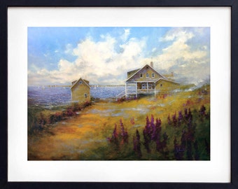 Seascape painting print, Ocean print, Oil painting, watercolor, Art prints, painting, Maine art, giclee, Wall Art, Beach, oil painting