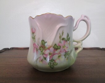 Reproduction Shaving Mug/Victorian Style/Hand Painted Wild Roses Circa 1960's #16201
