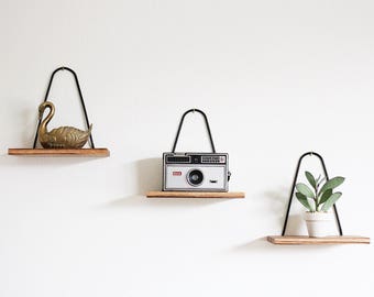 Modern Hanging Floating Wall Shelf Zebrawood