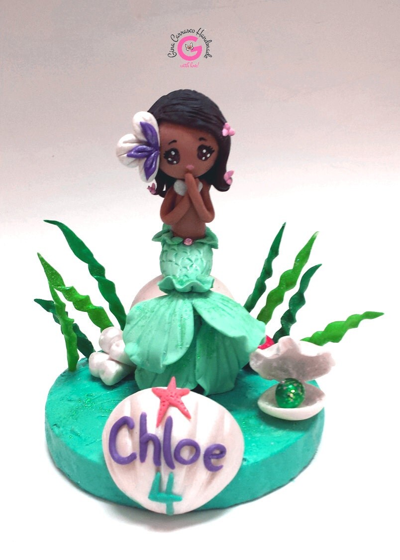 Mermaid cake topper Black mermaid cake top African American