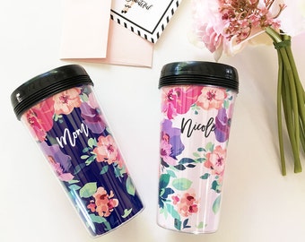 Coffee Tumbler, Floral Travel Mug