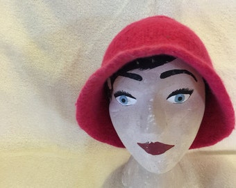 Bamboo and sheeps wool felted bright pink hat