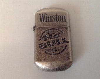Winston No Bull cigarette lighter, vintage Winston lighter, No Bull lighter, vintage flip top cigarette lighter