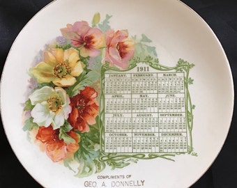 Antique 1911 Advertising Calendar Plate