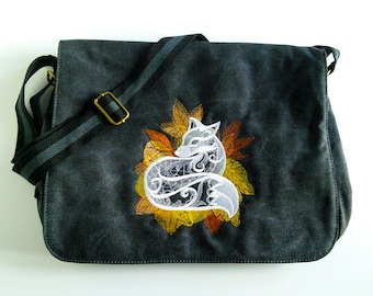 Black canvas messenger bag, despatch bag, college bag, fox bag, shoulder bag, cross body bag, back to school, work bag.