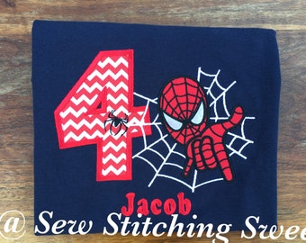 Spiderman Birthday Shirt, Superhero Birthday Shirt. Spiderman Shirt, Personalized Spiderman Shirt, Boys Birthday Shirt, Spiderman Party