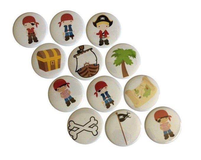 Pirate Play Magnets - Kid's Party Favors - Bulletin Board Magnets - Classroom Magnets - Gifts kids - Stocking Stuffers - Gift Ready