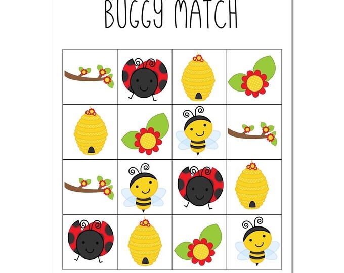 Bumble Bee Lady Bug Matching Game - Kindergarten Activity - Matching Game - Preschool Learning - Homeschool - Party Game - Camping Game