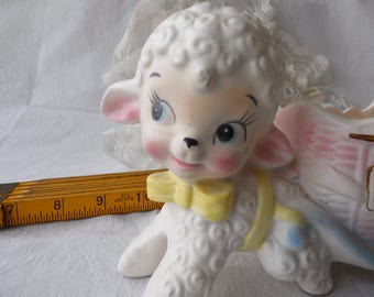 Neidco Vintage Lamb Planter Florist Floral Pottery ABC Baby Carriage