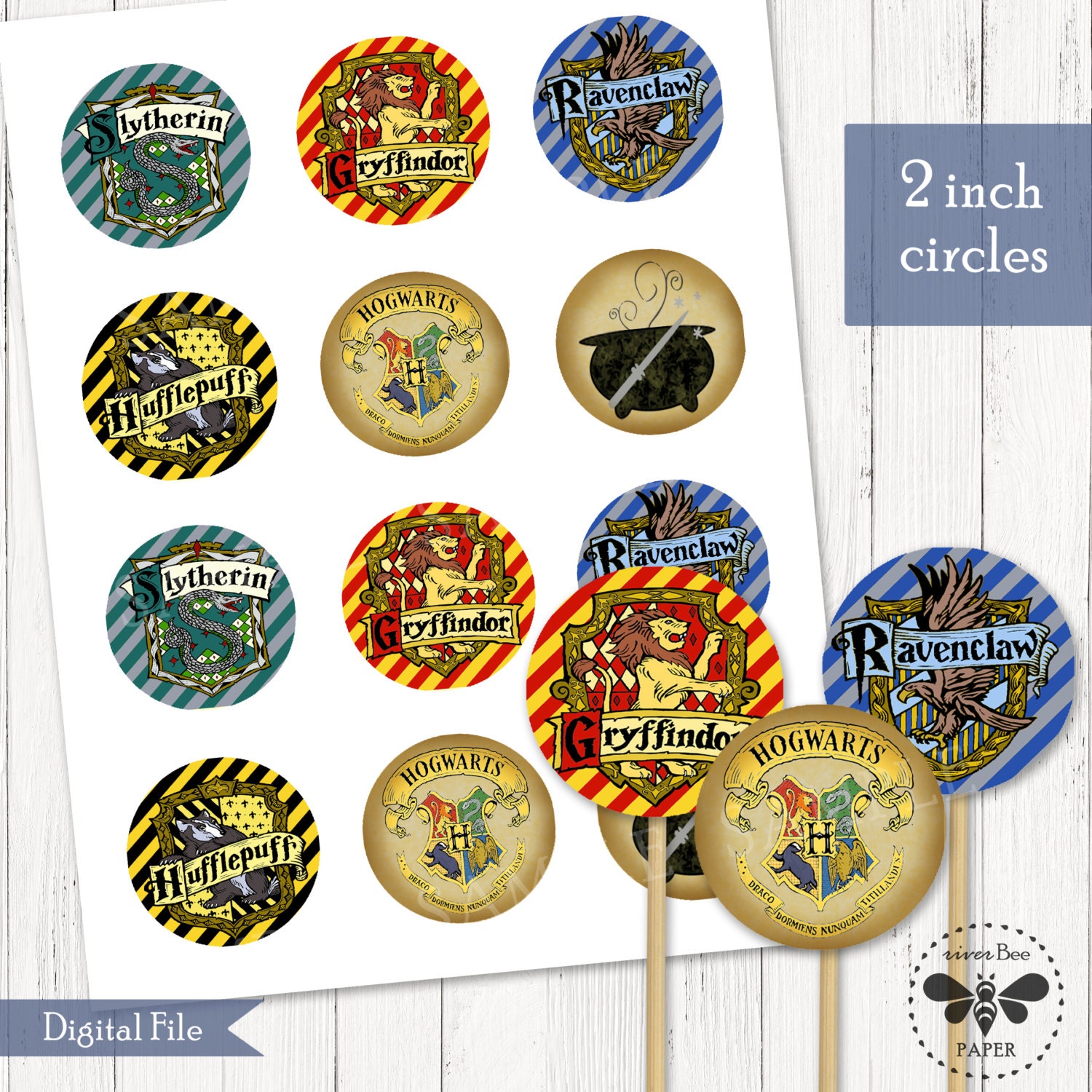 Harry Potter Inspired Cupcake Topper Printable or 2 inch