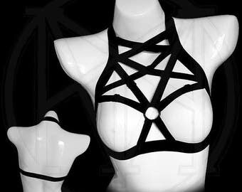 BABE adjustable harness top sexy goth burlesque lingerie
