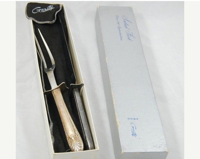 Storewide 25% Off SALE Vintage Gerity Silver Plated Circa 1740 Reproduction Georgian Serving Knife & Fork Set With Original Manufacturer Box